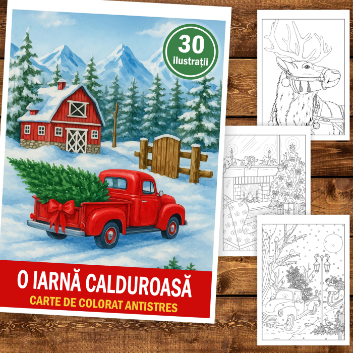 Carte de colorat pentru copii , 30 de ilustratii O Iarna Calduroasa, 66 pagini [2]
