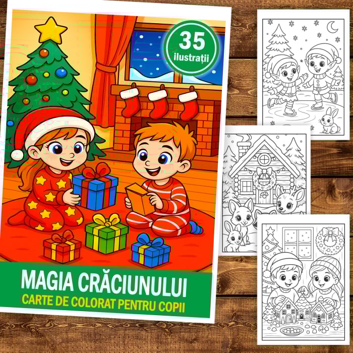 Carte de colorat pentru copii , 35 de ilustratii Magia Craciunului, 106 pagini [2]