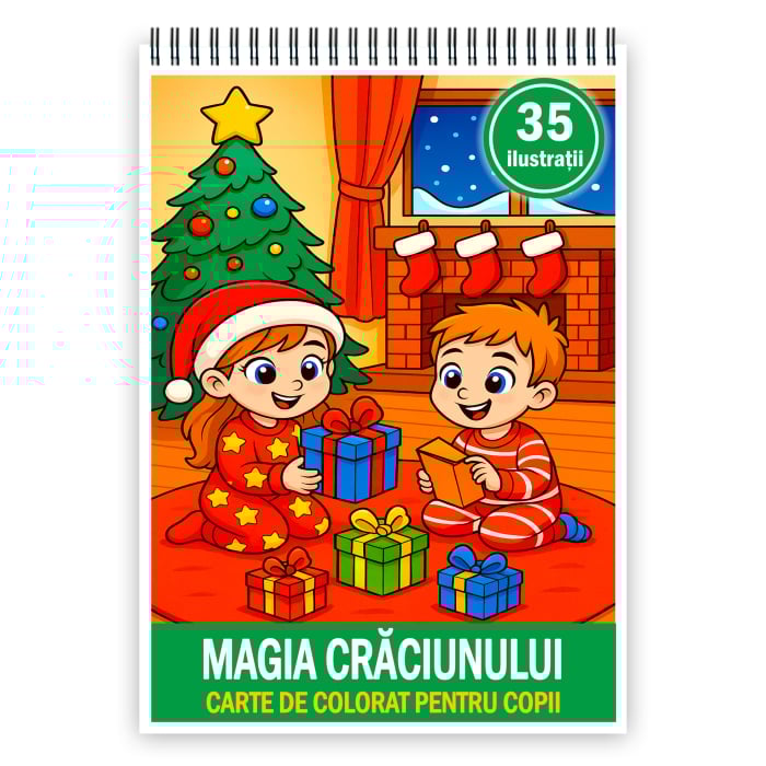 Carte de colorat pentru copii , 35 de ilustratii Magia Craciunului, 106 pagini [1]