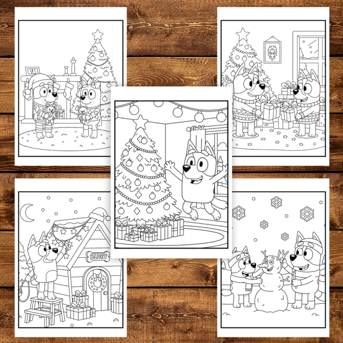 Carte de colorat pentru copii, 40 de ilustratii Craciunul cu Bluey - Volumul I, 86 pagini [5]