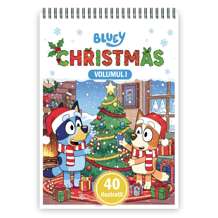 Carte de colorat pentru copii, 40 de ilustratii Craciunul cu Bluey - Volumul I, 86 pagini [1]