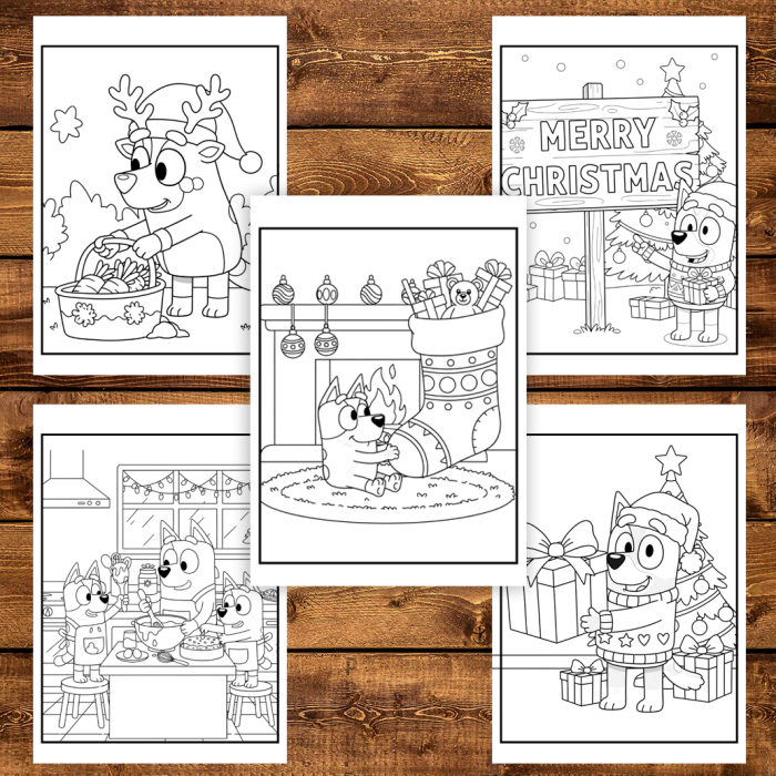 Carte de colorat pentru copii, 40 de ilustratii Craciunul cu Bluey - Volumul I, 86 pagini [4]