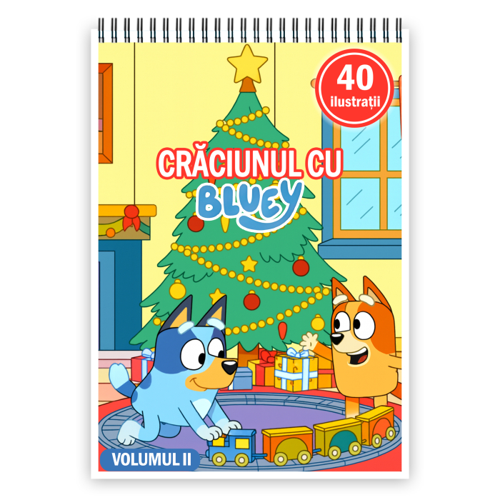 Carte de colorat pentru copii, 40 de ilustratii Craciunul cu Bluey - Volumul II, 86 pagini [1]