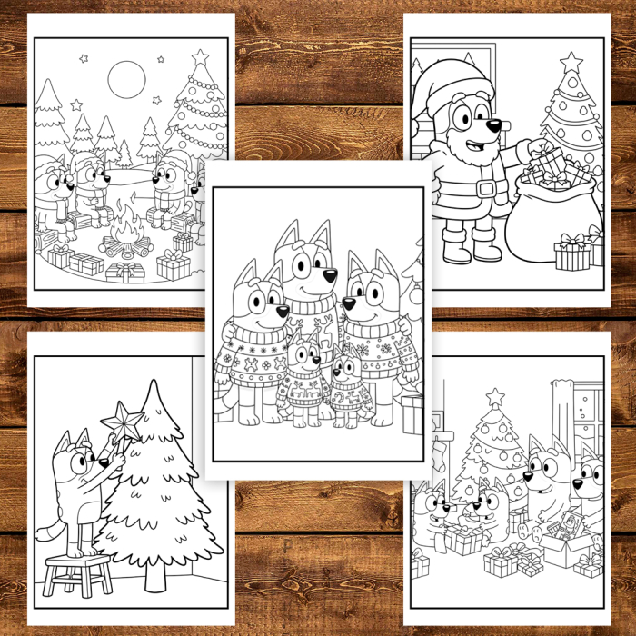 Carte de colorat pentru copii, 40 de ilustratii Craciunul cu Bluey - Volumul II, 86 pagini [4]