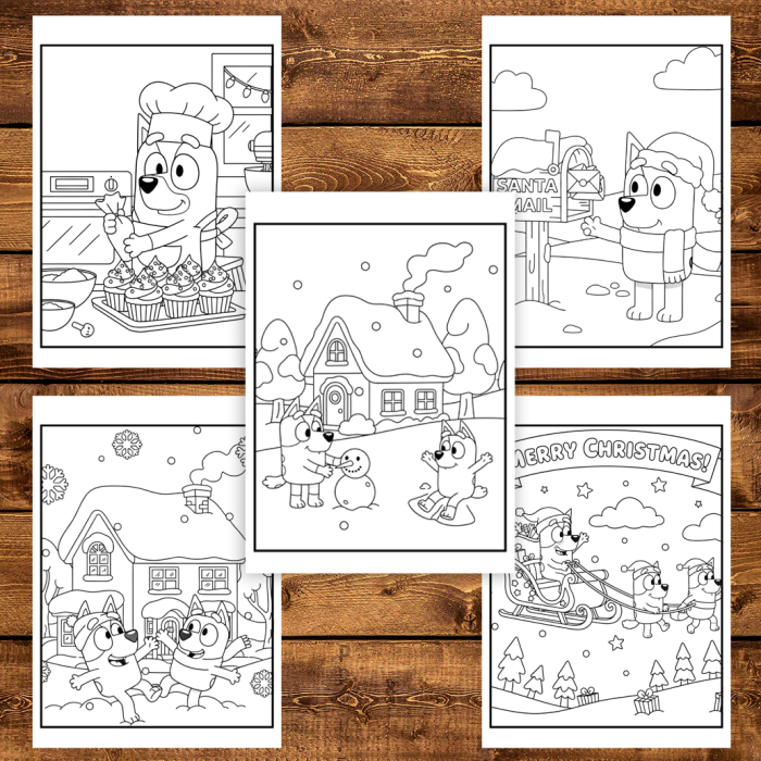Carte de colorat pentru copii, 40 de ilustratii Craciunul cu Bluey - Volumul II, 86 pagini [5]