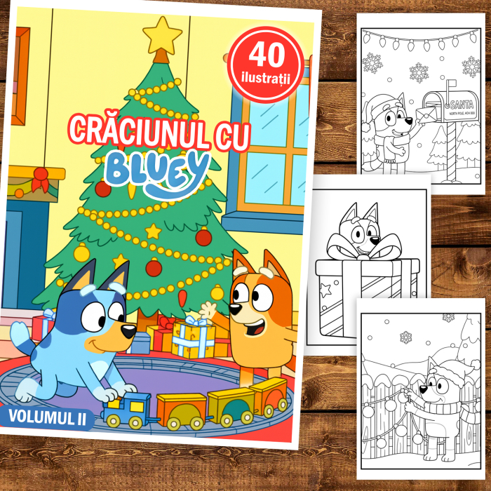 Carte de colorat pentru copii, 40 de ilustratii Craciunul cu Bluey - Volumul II, 86 pagini [2]
