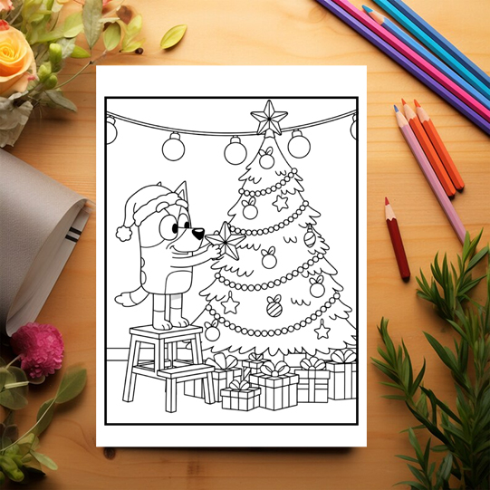 Carte de colorat pentru copii, 40 de ilustratii Craciunul cu Bluey - Volumul II, 86 pagini [3]