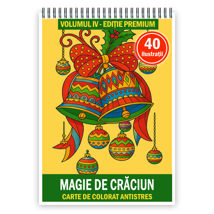 Carte de colorat pentru copii , 40 de ilustratii Magie de Craciun - Volumul IV - Editie Premium, 86 pagini [1]