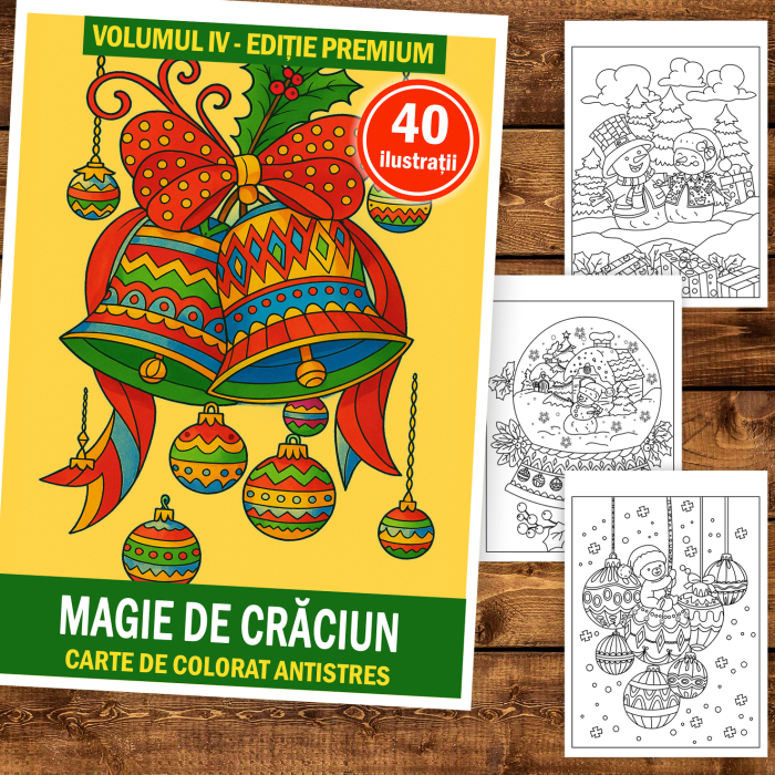 Carte de colorat pentru copii , 40 de ilustratii Magie de Craciun - Volumul IV - Editie Premium, 86 pagini [2]