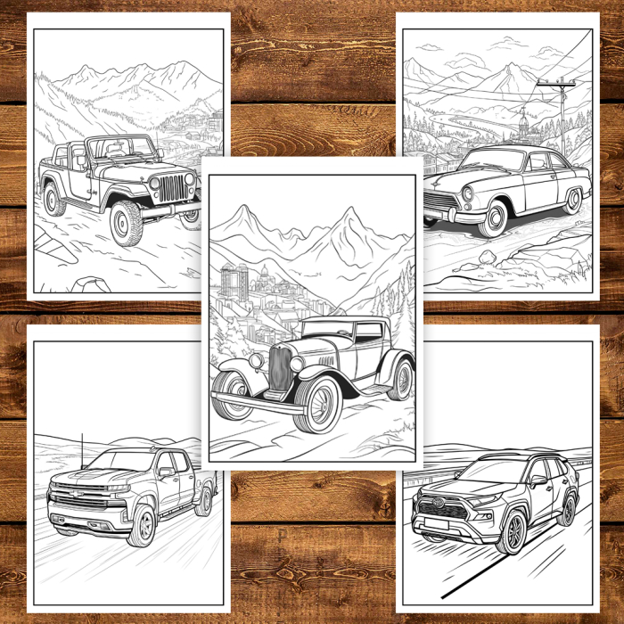 Carte de colorat pentru copii , 40 de ilustratii Masini pe Drumuri, 86 pagini [4]