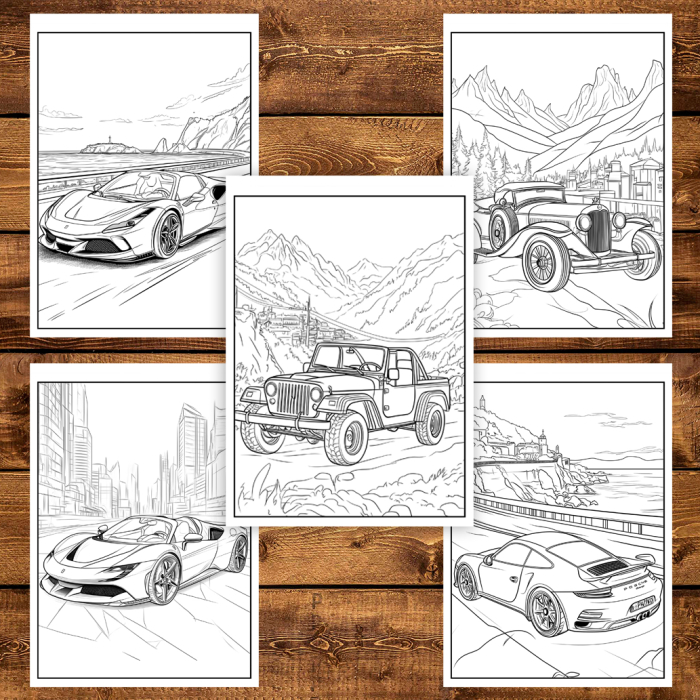 Carte de colorat pentru copii , 40 de ilustratii Masini pe Drumuri, 86 pagini [5]