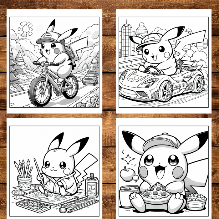 Carte de colorat pentru copii , 40 de ilustratii Pikachu - Volumul I, 86 pagini [3]