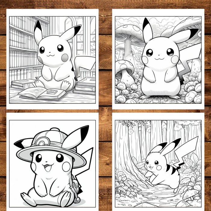 Carte de colorat pentru copii , 40 de ilustratii Pikachu - Volumul II, 86 pagini [4]