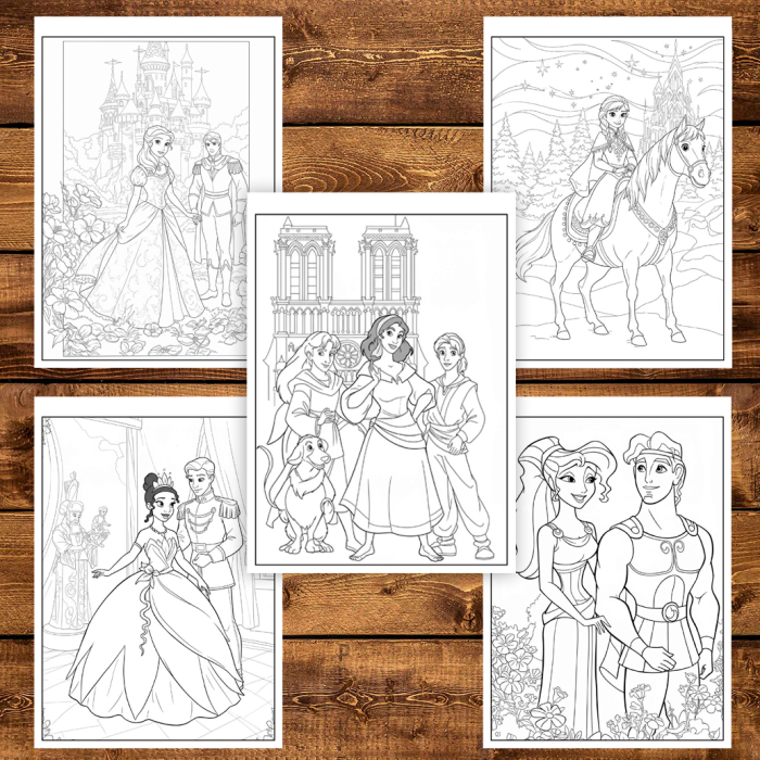 Carte de colorat pentru copii, 40 de ilustratii Printese din Desene - Volumul VII, 106 pagini [5]