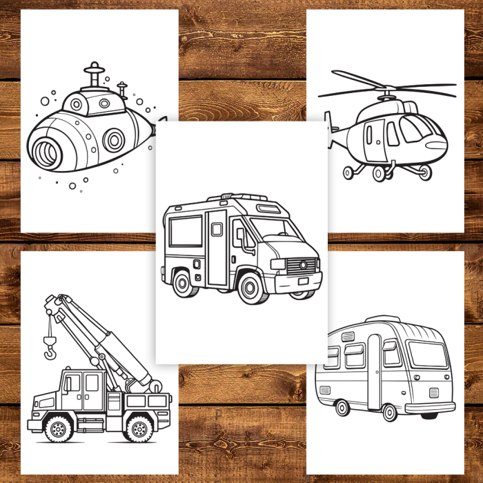 Carte de colorat pentru copii , 40 de ilustratii Vehicule, 86 pagini [4]