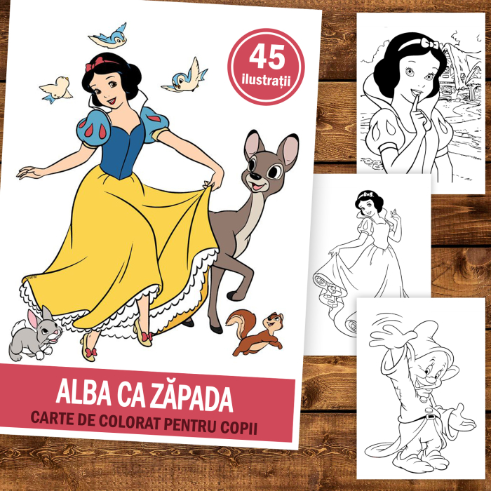 Carte de colorat pentru copii , 45 de ilustratii Alba ca Zapada, 96 pagini [2]