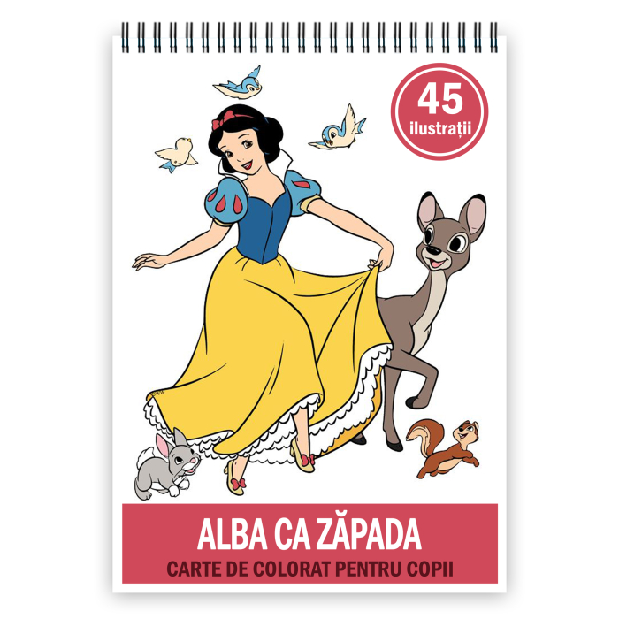Carte de colorat pentru copii , 45 de ilustratii Alba ca Zapada, 96 pagini [1]