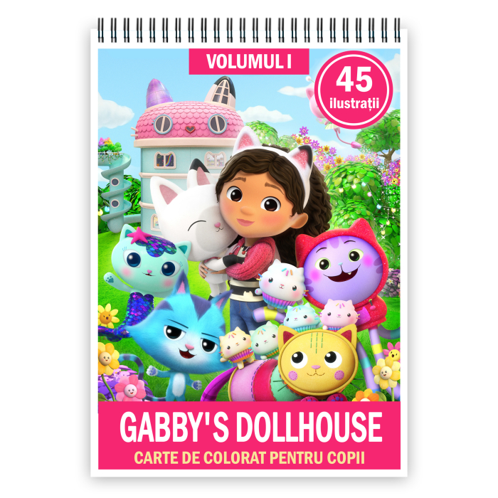 Carte de colorat pentru copii , 45 de ilustratii Gabby's Dollhouse - Volumul I, 90 pagini [1]