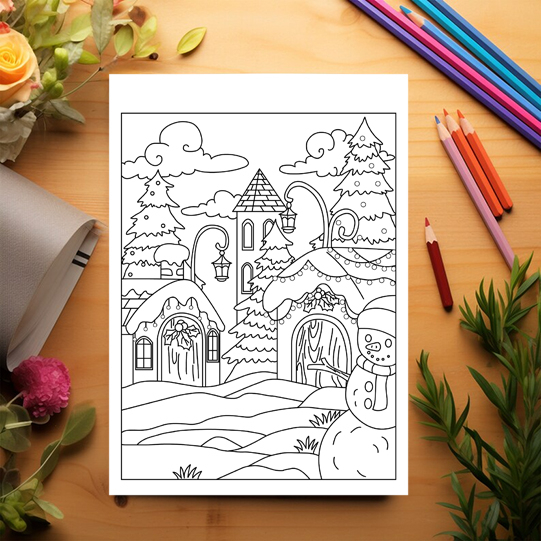 Carte de colorat pentru copii , 45 de ilustratii Magie de Craciun - Volumul I - Editie Premium, 96 pagini [3]