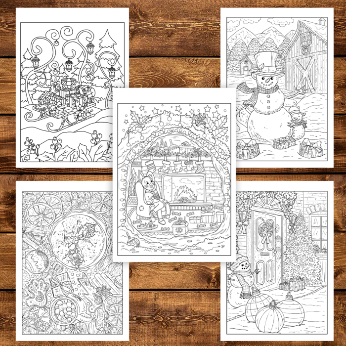 Carte de colorat pentru copii , 45 de ilustratii Magie de Craciun - Volumul I - Editie Premium, 96 pagini [4]