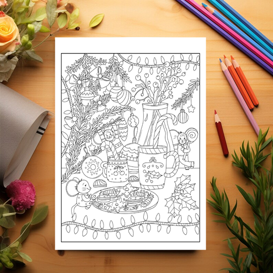 Carte de colorat pentru copii , 45 de ilustratii Magie de Craciun - Volumul II - Editie Premium, 96 pagini [3]