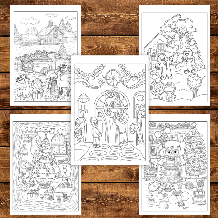 Carte de colorat pentru copii , 45 de ilustratii Magie de Craciun - Volumul II - Editie Premium, 96 pagini [4]