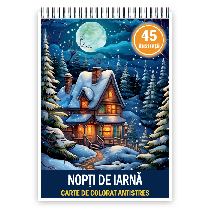 Carte de colorat pentru copii , 45 de ilustratii Nopti de Iarna, 96 pagini [1]