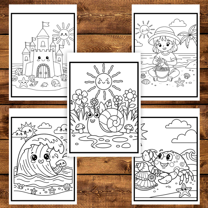 Carte de colorat pentru copii, 45 de ilustratii Vara, 96 pagini [5]