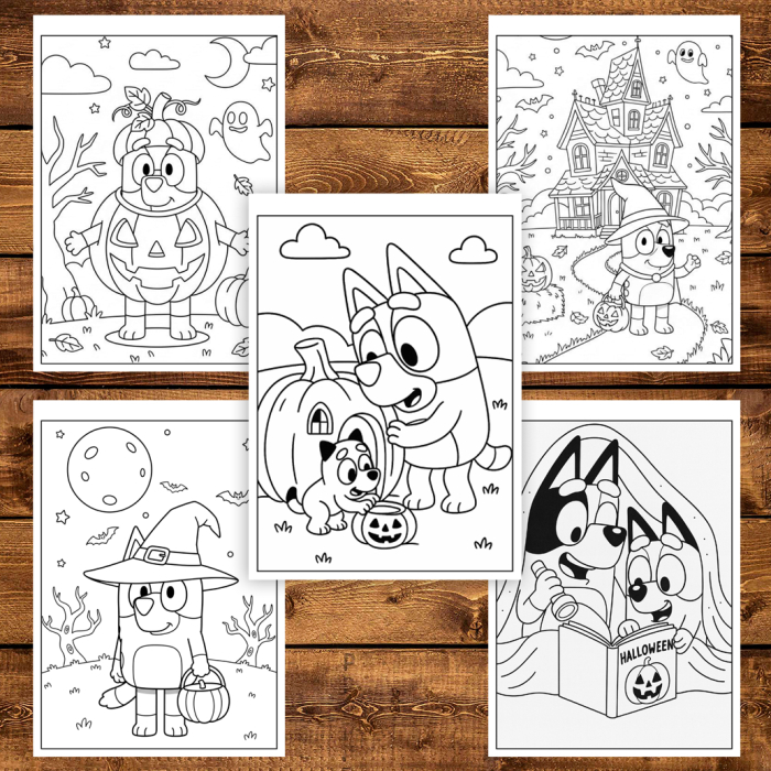 Carte de colorat pentru copii, 48 de ilustratii Halloween cu Bluey, 102 pagini [5]