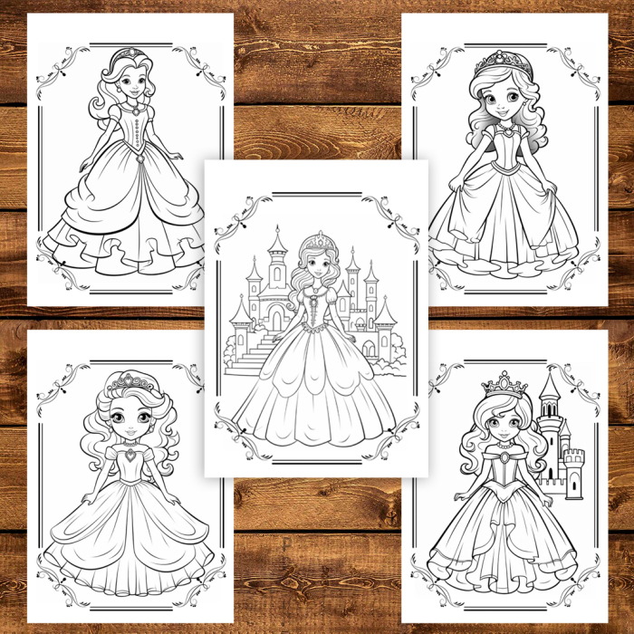 Carte de colorat pentru copii , 48 de ilustratii Lumea Printeselor - Volumul I, 102 pagini [5]