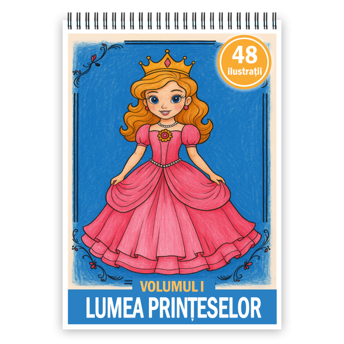 Carte de colorat pentru copii , 48 de ilustratii Lumea Printeselor - Volumul I, 102 pagini [1]