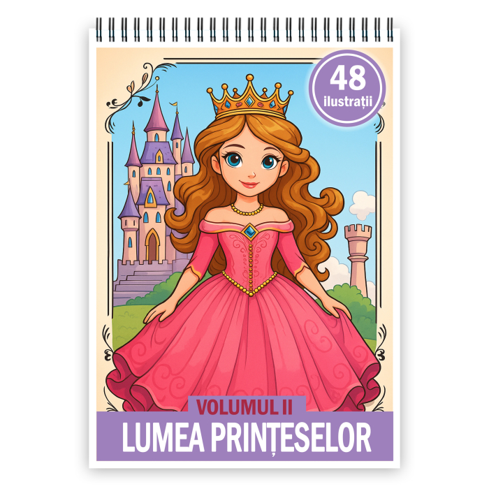 Carte de colorat pentru copii , 48 de ilustratii Lumea Printeselor - Volumul II, 102 pagini [1]