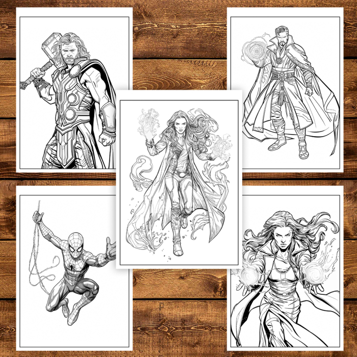 Carte de colorat pentru copii, 48 de ilustratii Supereroi - Volumul IV, 102 pagini [5]