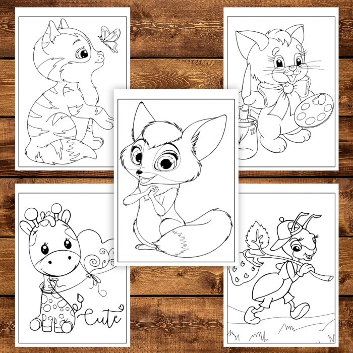 Carte de colorat pentru copii, 50 de ilustratii Animalute Dragute, 106 pagini [5]