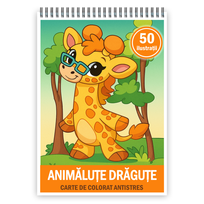 Carte de colorat pentru copii, 50 de ilustratii Animalute Dragute, 106 pagini [1]