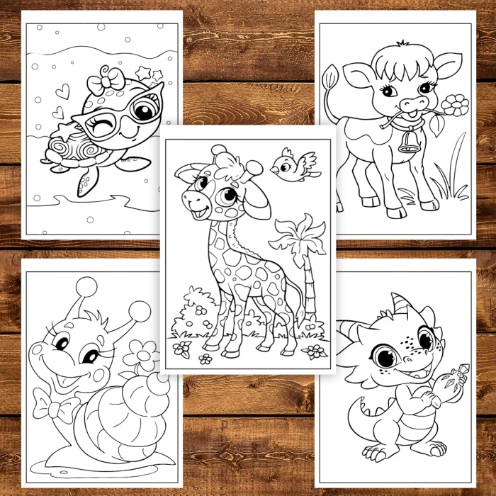 Carte de colorat pentru copii, 50 de ilustratii Animalute Dragute, 106 pagini [4]