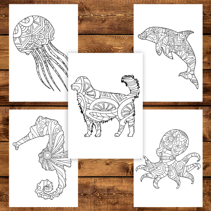 Carte de colorat pentru copii , 50 de ilustratii Animalute Mandala, 106 pagini [5]