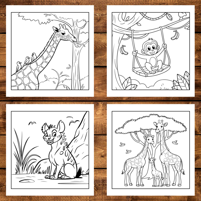 Carte de colorat pentru copii , 50 de ilustratii Animalute Safari, 106 pagini [4]