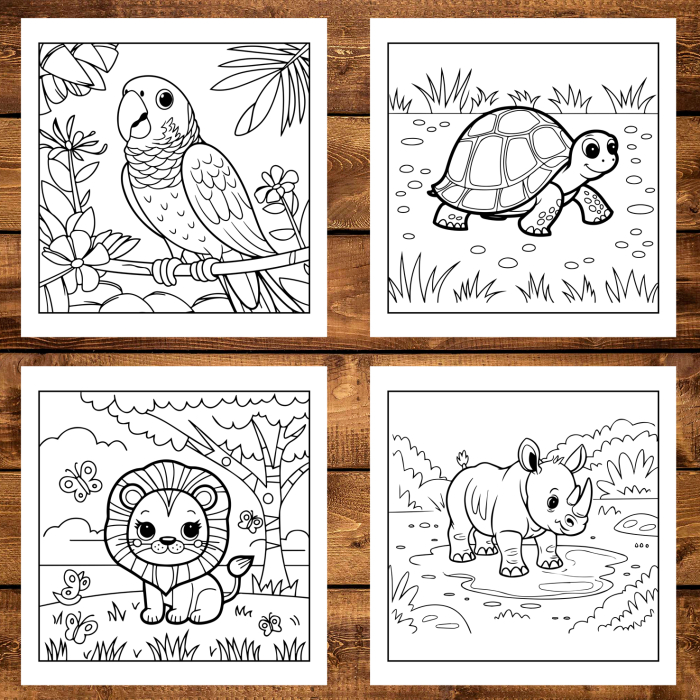 Carte de colorat pentru copii , 50 de ilustratii Animalute Safari, 106 pagini [3]