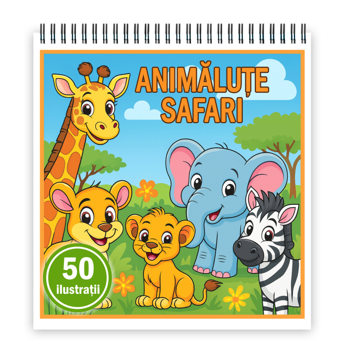 Carte de colorat pentru copii , 50 de ilustratii Animalute Safari, 106 pagini [1]