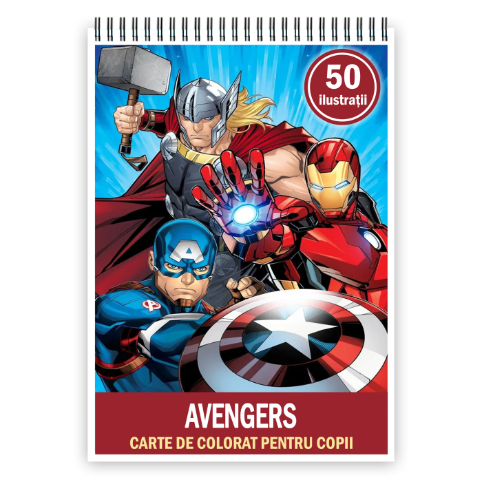 Carte de colorat pentru copii , 50 de ilustratii Avengers, 106 pagini [1]