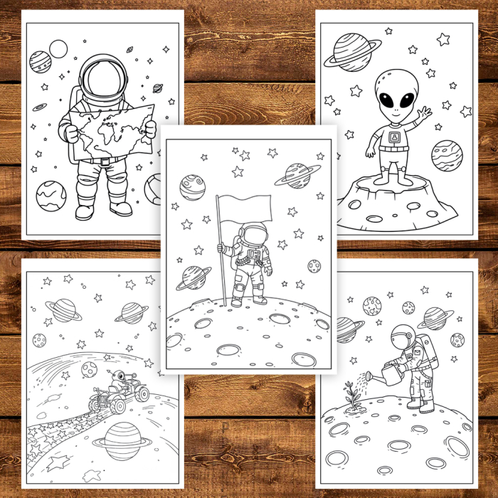 Carte de colorat pentru copii , 50 de ilustratii Aventuri in Spatiu, 106 pagini [5]
