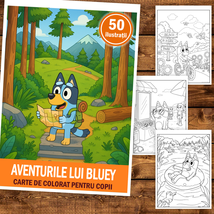 Carte de colorat pentru copii , 50 de ilustratii Aventurile lui Bluey, 106 pagini [2]