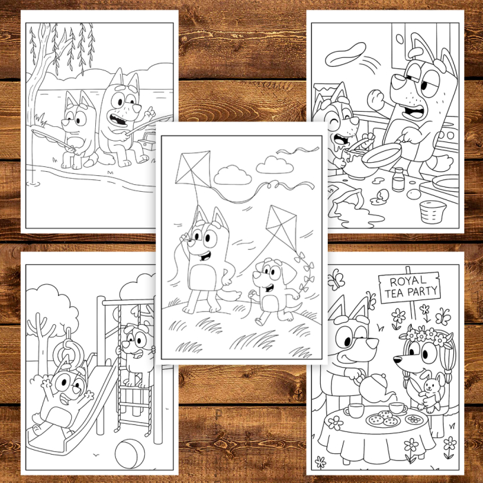 Carte de colorat pentru copii, 50 de ilustratii Aventurile lui Bluey - Volumu, 106 pagini [4]