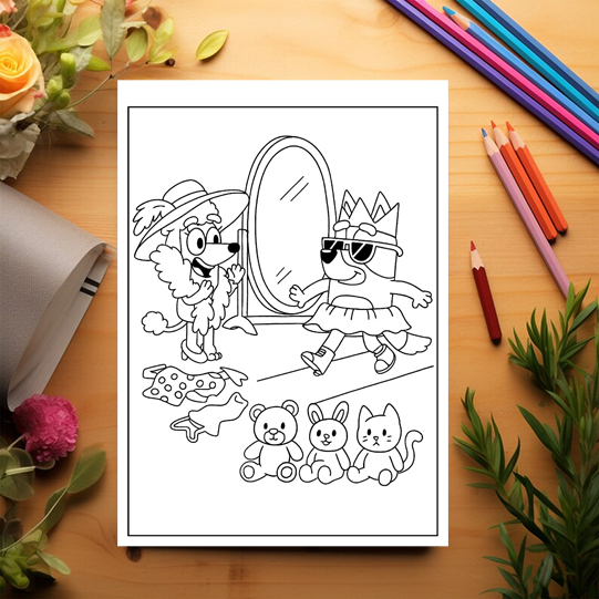 Carte de colorat pentru copii, 50 de ilustratii Aventurile lui Bluey - Volumu, 106 pagini [3]