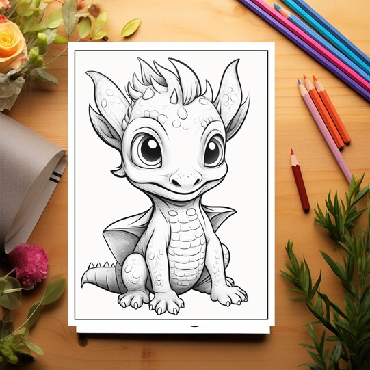 Carte de colorat pentru copii, 50 de ilustratii, Bebe dragoni - Volumul I, 106 pagini [3]