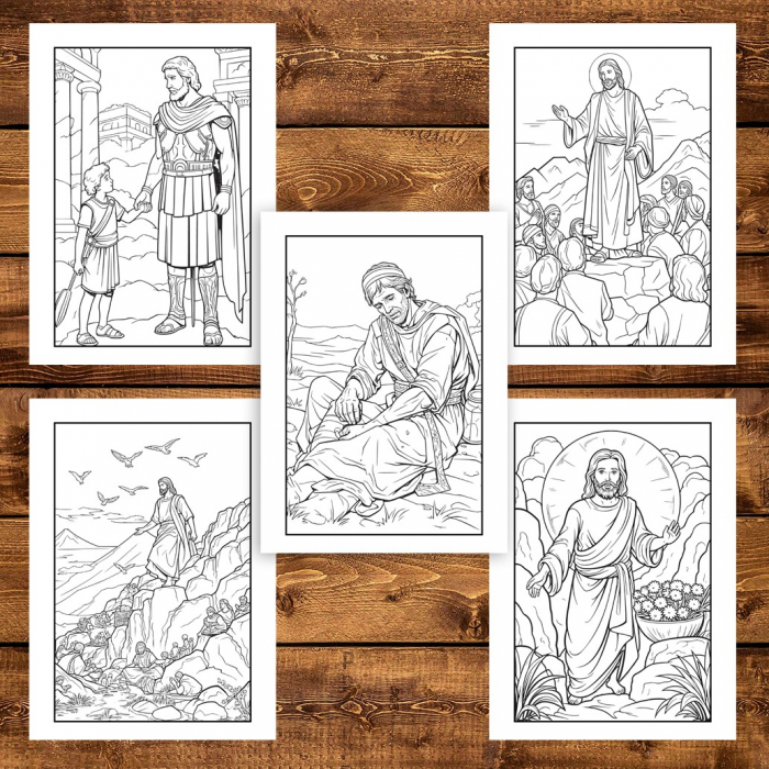 Carte de colorat pentru copii, 50 de ilustratii Biblice - Volumul I, 106 pagini [4]