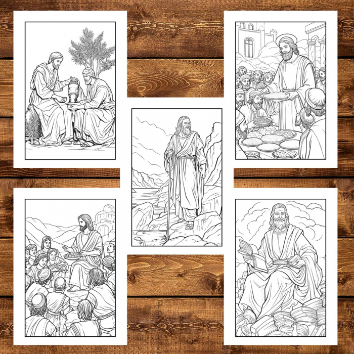 Carte de colorat pentru copii, 50 de ilustratii Biblice - Volumul I, 106 pagini [6]