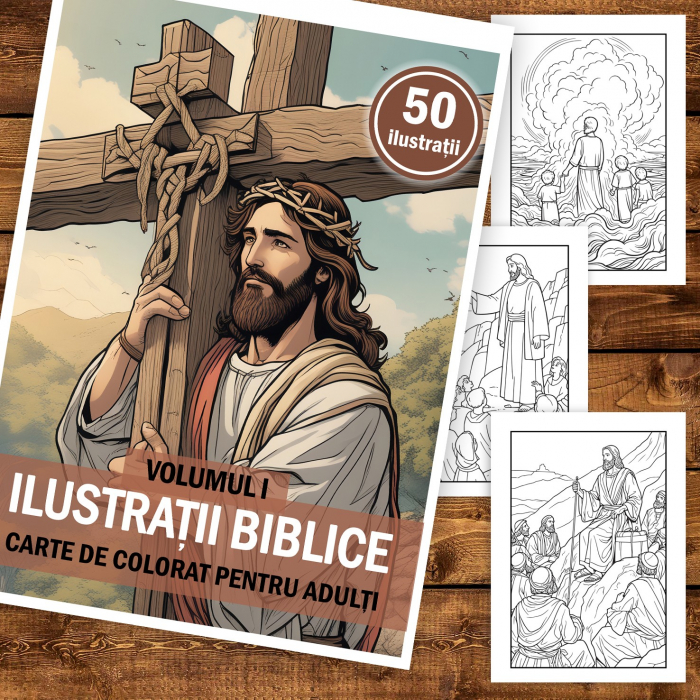 Carte de colorat pentru copii, 50 de ilustratii Biblice - Volumul I, 106 pagini [2]