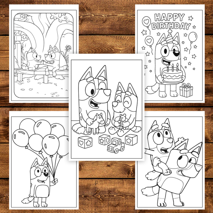 Carte de colorat pentru copii, 50 de ilustratii Bluey - Volumul II, 106 pagini [4]